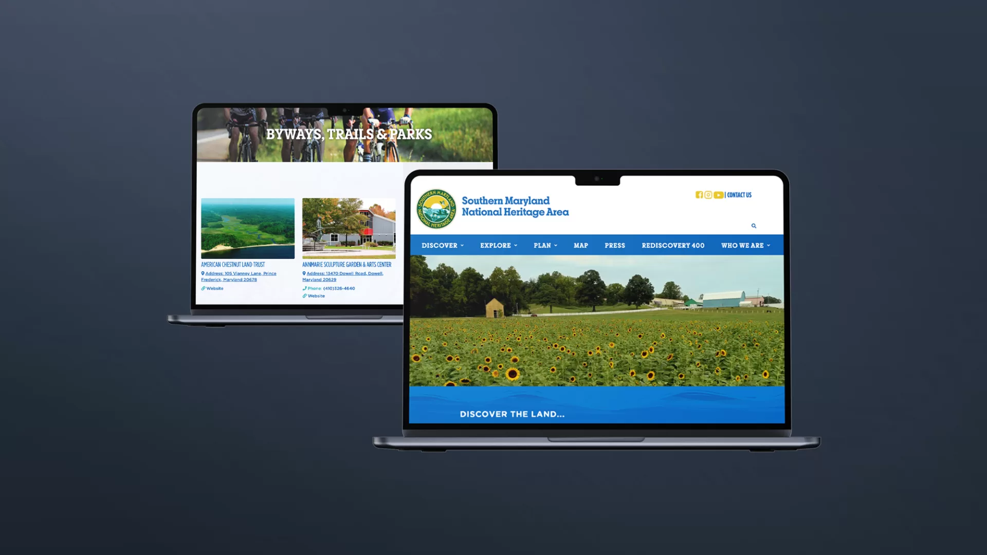 Website design for the Southern Maryland National Heritage Area