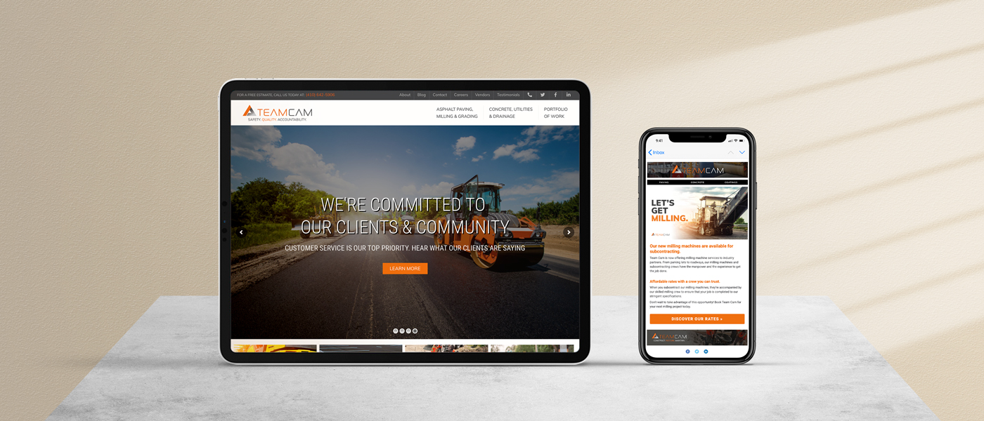 Team Cam website and email marketing brand strategy